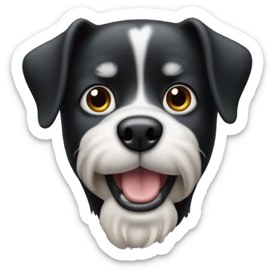 A black dog with one ear up and one ear down sticker