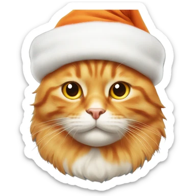 Orange cat in Santa hat sticker
