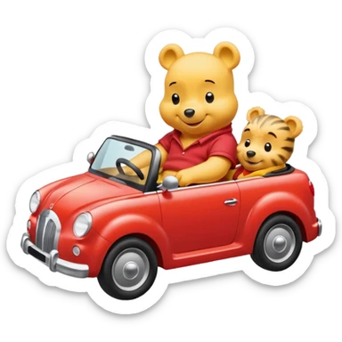 Winne the Pooh riding a car sticker