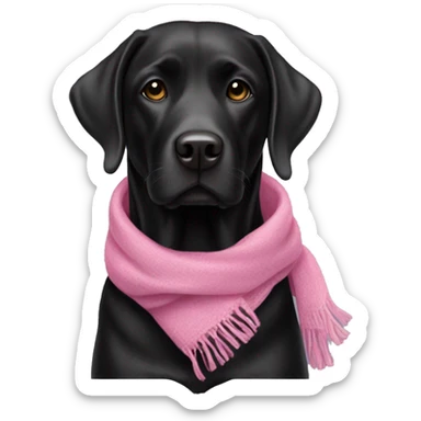 Black lab wearing a pink scarf sticker