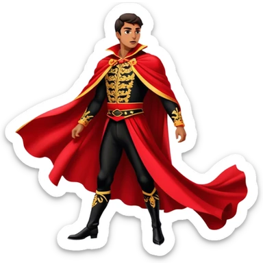 ​Cinematic Spanish Matador Holding a Red Cape, rendered with dynamic motion blur and vivid, high-contrast lighting, sticker