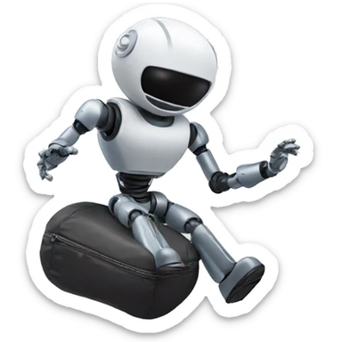 a robot crashing into an airbag sticker