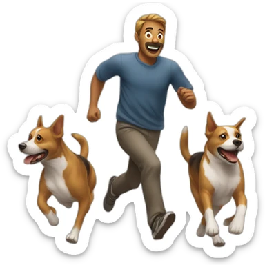 MAN RUNNING FROM DOGS sticker