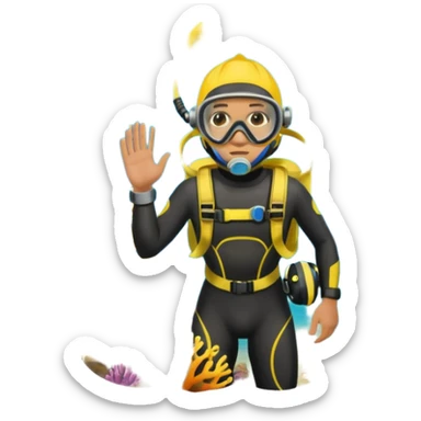 Diver + yellow fins,Coral Diver. sticker