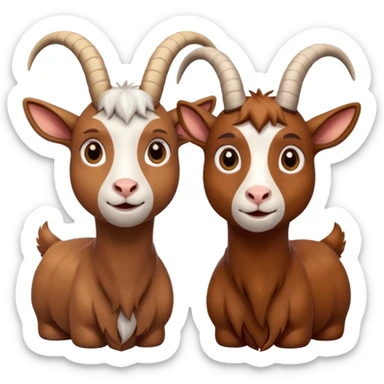 Two goats staring at each other one is anxious one is a chill guy sticker