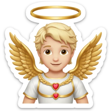 Cupid, God of Love from Gods and Goddesses with golden blonde hair, white and gold outfit sticker