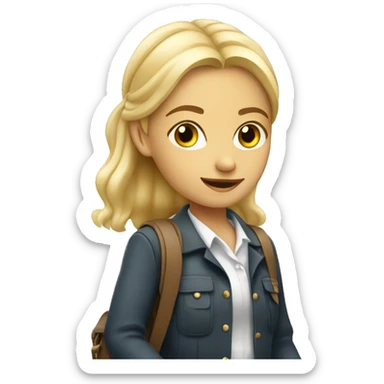 blonde schoolgirl with bag pack sticker