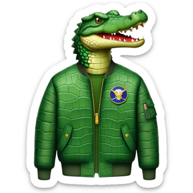 a crocodile and a bomber combined sticker