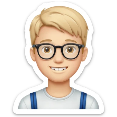 Boy with braces and glasses sticker