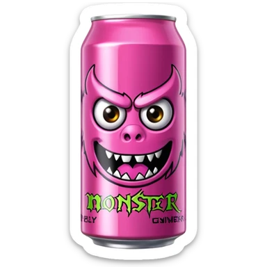 Pink monster energy drink with the logo of original monster company energy drink do not add the face in it just normal monster can  sticker