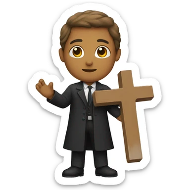 Someone holding a cross sticker