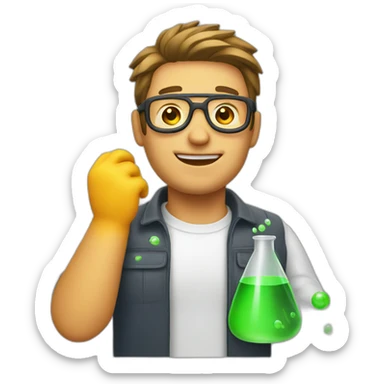 Guy making boom with chemicals sticker