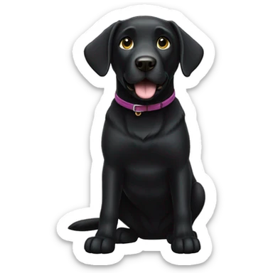 a black labrador, full body view, waving with one paw, comicstyle sticker