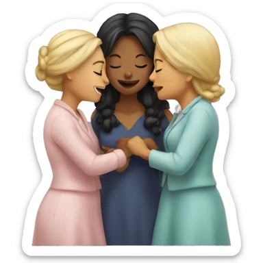 three ladies kissing sticker