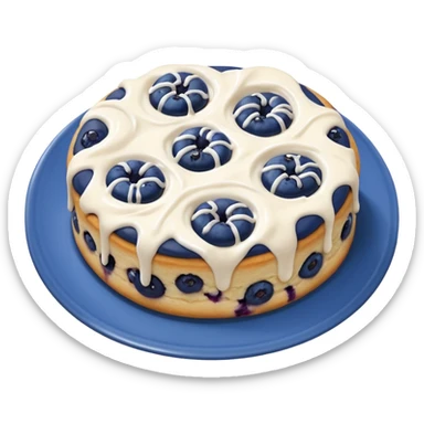 plate of 2 blueberry biscuits with white icing swirl on top sticker