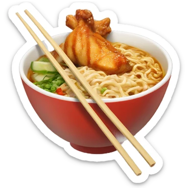 Spicy chicken Ramen Bowl with chopsticks  sticker