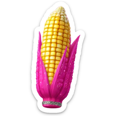 HOT PINK CORN on the cobb with GLITTER sticker