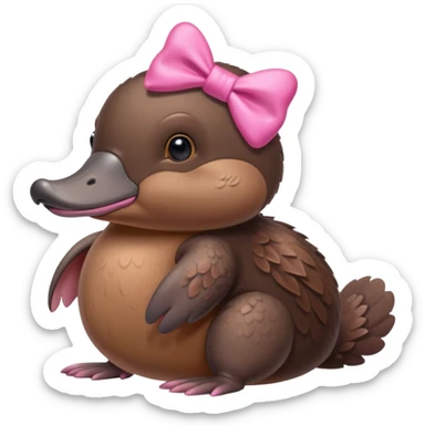 Platypus with a pink bow sticker