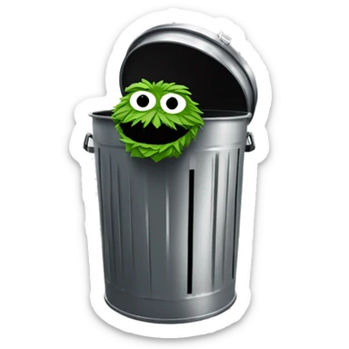 oscar the grouch inside metal trash can sticker