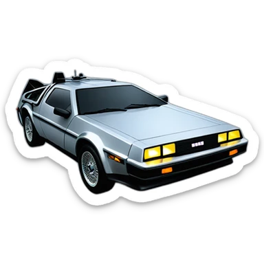 flying delorean blue light sticker