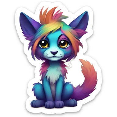 Cool cute Kawaii edgy colorful anthro fantasy animal fursona by griffsnuff & LiLaiRa & Falvie full body sticker