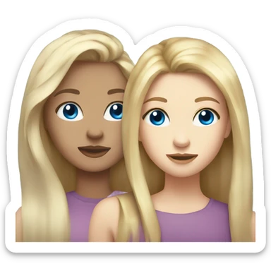 Best friends blonde girl and brunette girl blue eyes  sticker