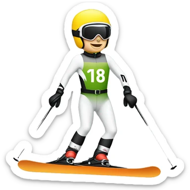 18 boy alpine ski racing at 60 mph with"rowmark" ob bib sticker