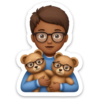 kid wearing glass with teddy bear  sticker