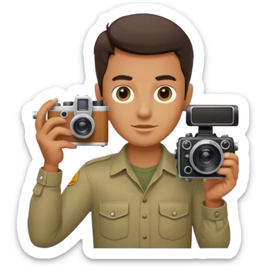 Photographer with vintage film camera,single camera sticker
