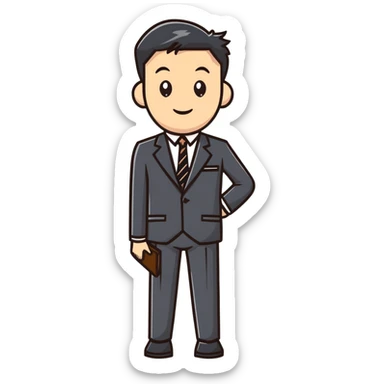 man wearing a suit with black horizontal stripes sticker