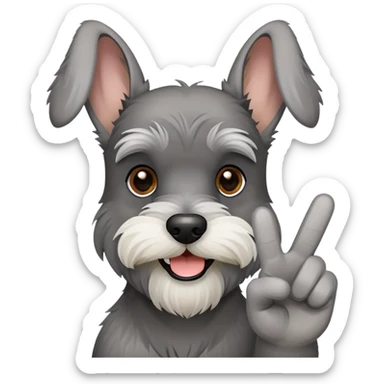schnauzer holding up a peace sign  sticker