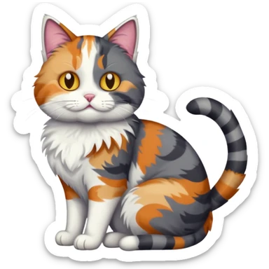 full body colourful light patched calico + white tabby cat cuddling a large dark grey and white tabby cat  sticker