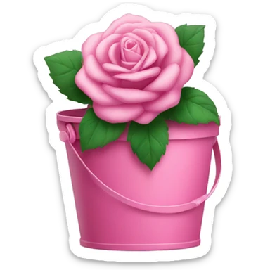 pink rose  bucket  sticker