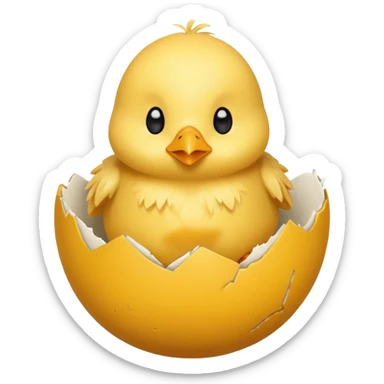 cartoon chick sitting inside a eggshell sticker