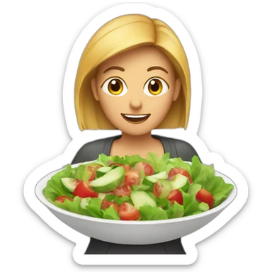 A women rating salad sticker