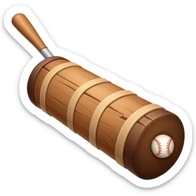 Une buche de bois avec une batte sticker