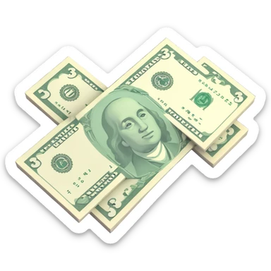 three dollar bills sticker