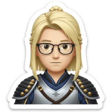samurai, slim, long blonde hair , glasses sticker