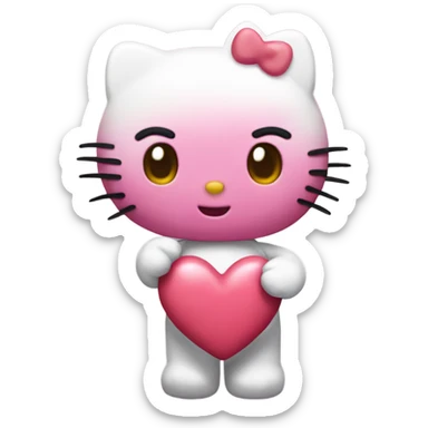 hello kitty with heart sticker