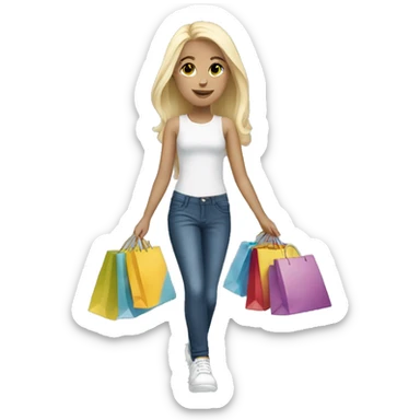a white blonde teen girl going shopping  sticker
