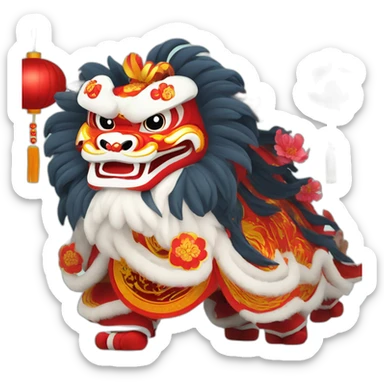 Chinese style, Happy New Year, Lion dance sticker