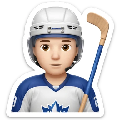ice hockey player portrait, head and shoulders only, wearing hockey helmet with visor, team jersey collar, holding hockey stick near shoulder, focused competitive expression, 3D cartoon style, mobile game icon style, clean background, no text, no watermark

 sticker