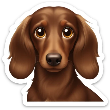 Longhaired dachs with light Brown eyes and Brown nose with Choco sticker