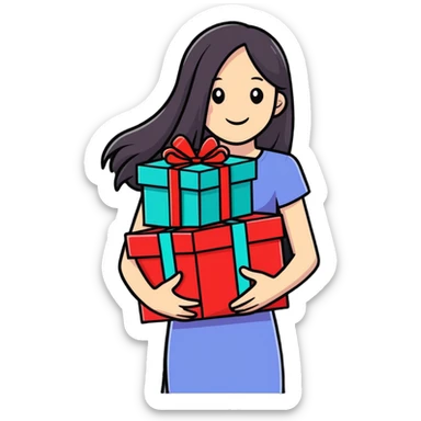 Girl giving presents  sticker