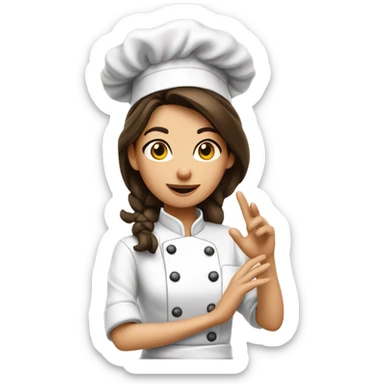 Brunette chef giving a kiss in air sticker
