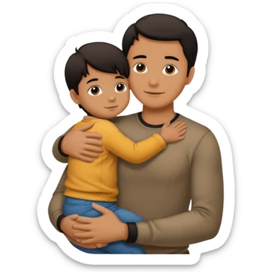 adult silhouette hugging a small child silhouette inside sticker