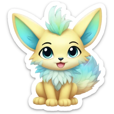 Anthro-Pastel-Gradient-Fantasy-Fur-Sona-Chibi-Shiny-Fakémon-Hybrid full body sticker