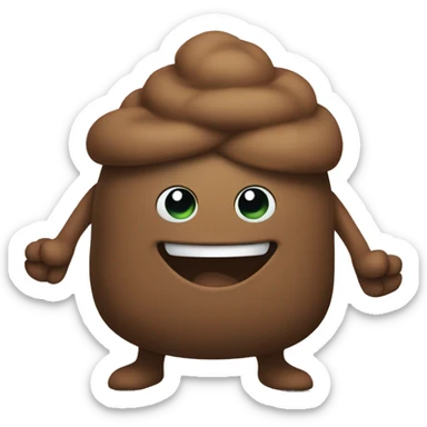 smiling poo with arms as legs sticker