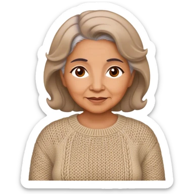 Latina grandmother, light brunette, with knitted sweater sticker