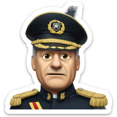german chancellor Scholz as captain of a sinking ship in stormy weather. sticker